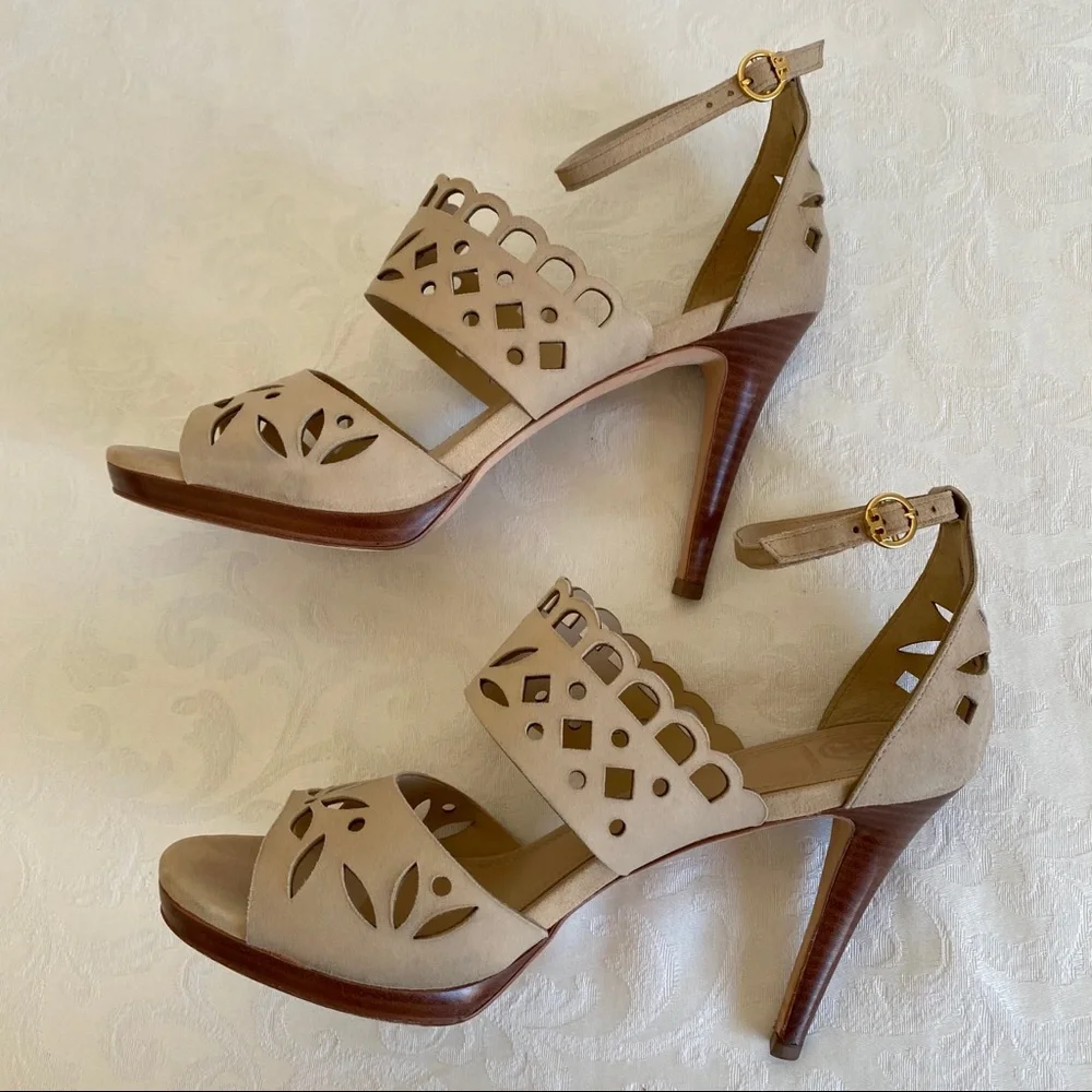 Tory Burch laser cut ankle strap sandals
